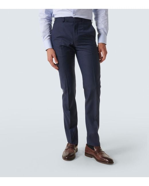Zegna Blue Trofeo Wool Slim Pants for men