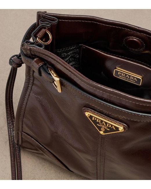 Prada Brown Bonnie Mini Leather Crossbody Bag
