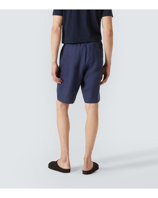 Sunspel Blue Linen Shorts for men