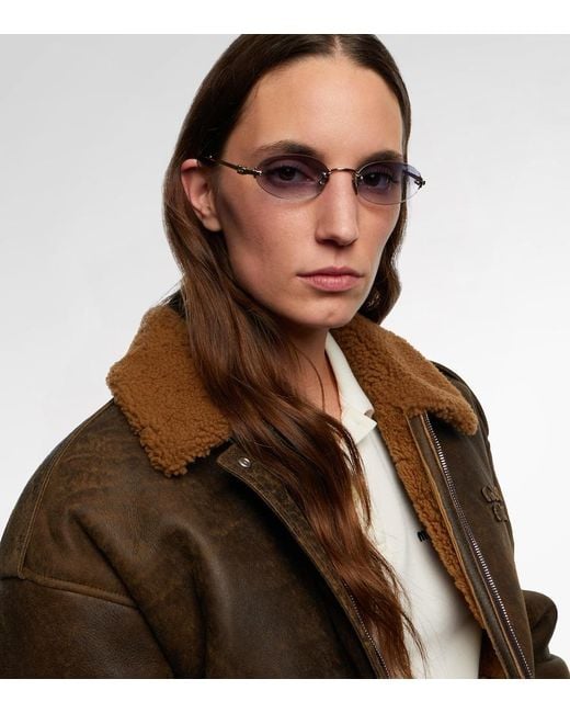 Miu Miu Blue Logo Oval Sunglasses
