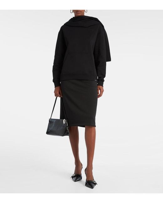 Courreges Black Asymmetric Cotton Jersey Sweatshirt