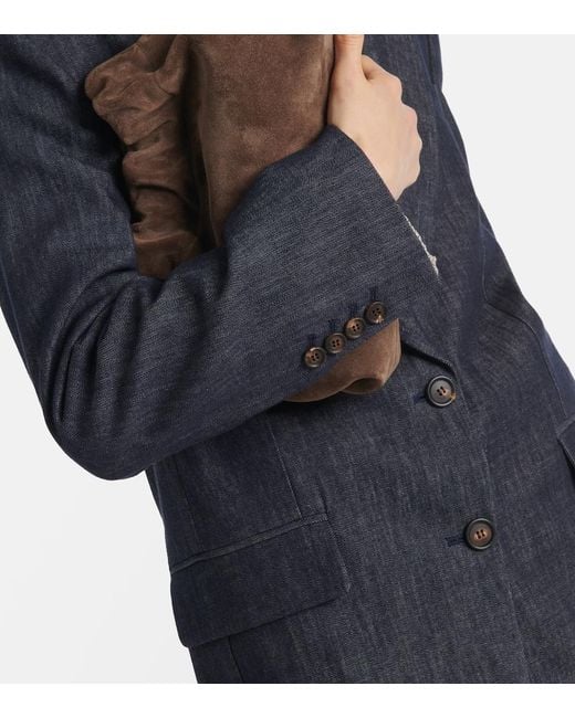 Brunello Cucinelli Black Single-Breasted Denim Blazer