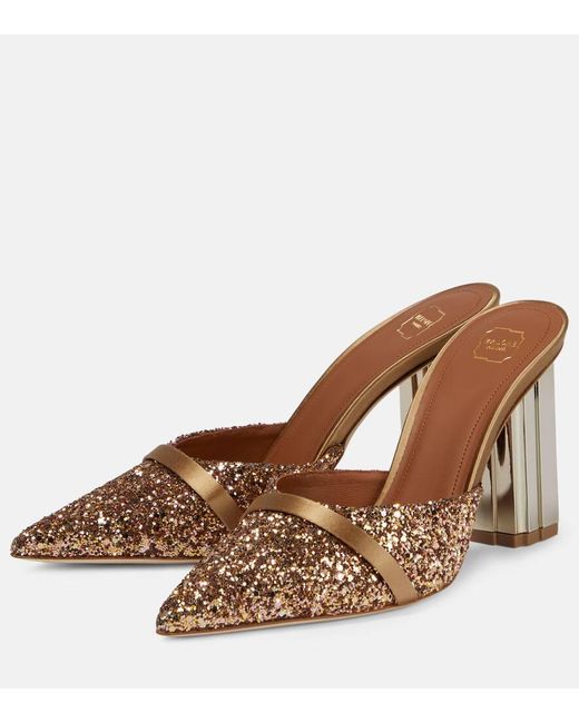 Malone Souliers Brown Lexi Glitter-embellished Mules
