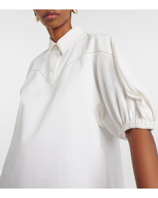 Chloé White Puff-Sleeve Cotton Blouse