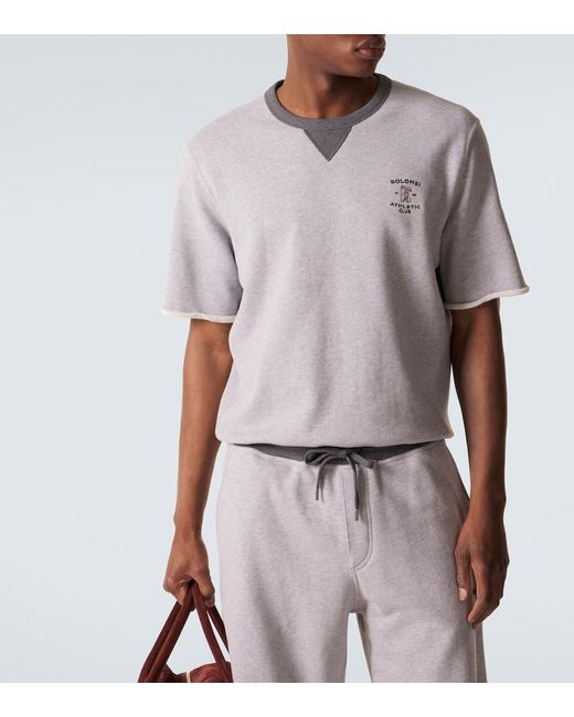 Brunello Cucinelli Gray Cotton Jersey T-Shirt for men
