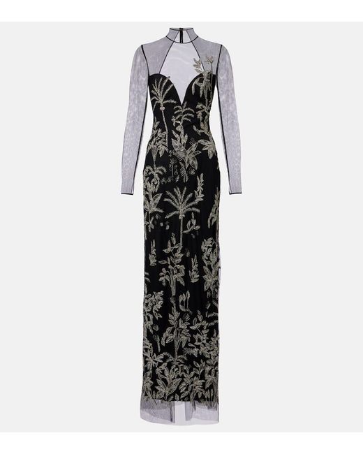 Costarellos Black Verzierte Robe Marcella Aus Tuell