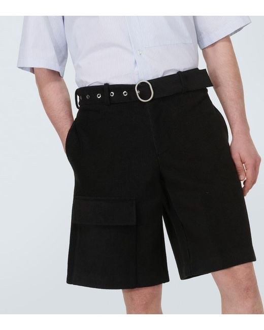 Jil Sander Black Crochet Low-Rise Cotton-Blend Shorts for men