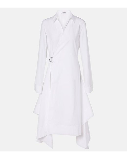 Loewe White Draped Cotton Wrap Dress