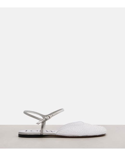 Loewe White Ballerinas Toy Aus Leder Mit Kristallen