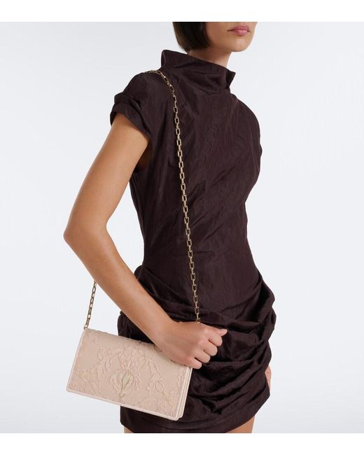 Christian Louboutin Natural Bettina Small Lace Crepe Satin Clutch