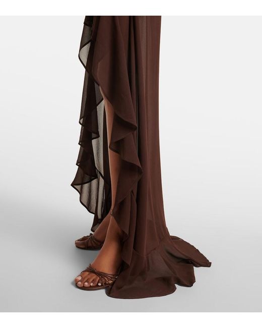 Bananhot Purple Giselle Asymmetric Tiered Maxi Dress