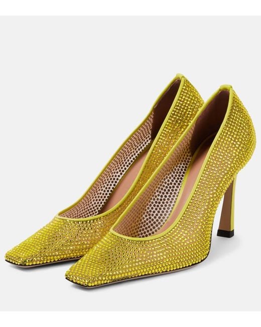 The Attico Yellow Pumps Juno 95 Mit Kristallen