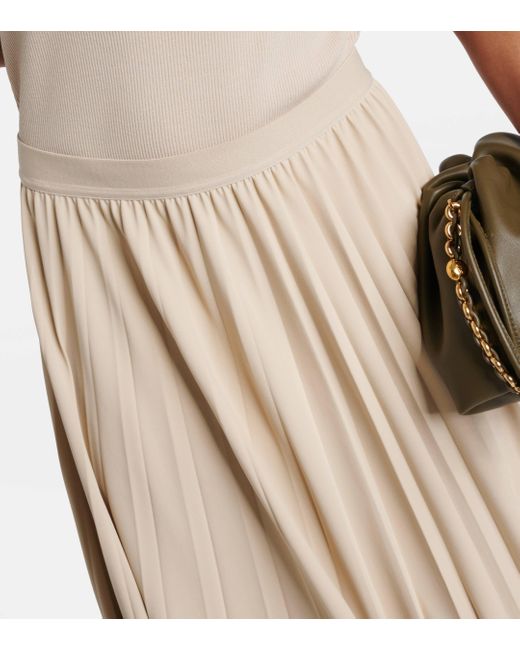 Max Mara Natural Maesa Pleated Jersey Maxi Skirt