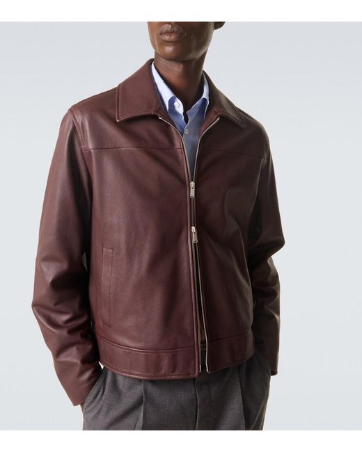 Lardini Purple Leather Jacket for men