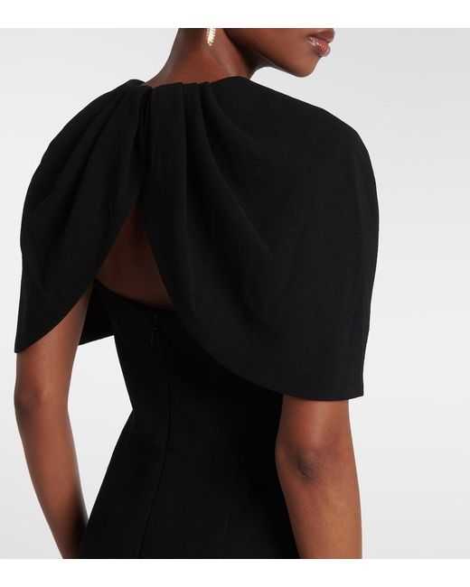 Rebecca Vallance Black Cameron Caped Crepe Gown