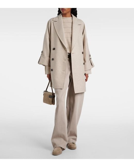 Brunello Cucinelli Natural Oversized Wool Coat