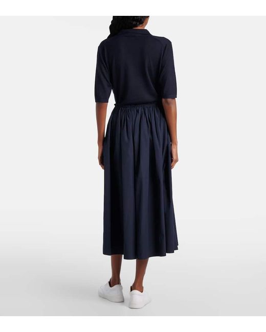 Gabriela Hearst Blue Chiara Cotton Poplin Midi Skirt