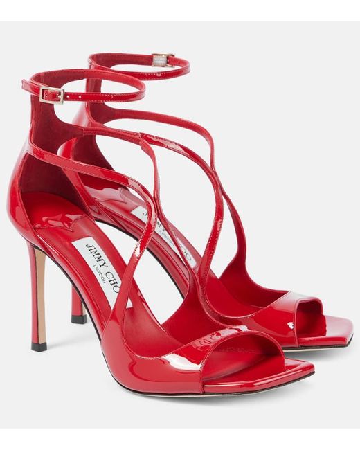 Jimmy Choo Red Sandalen Azia 95 Aus Lackleder