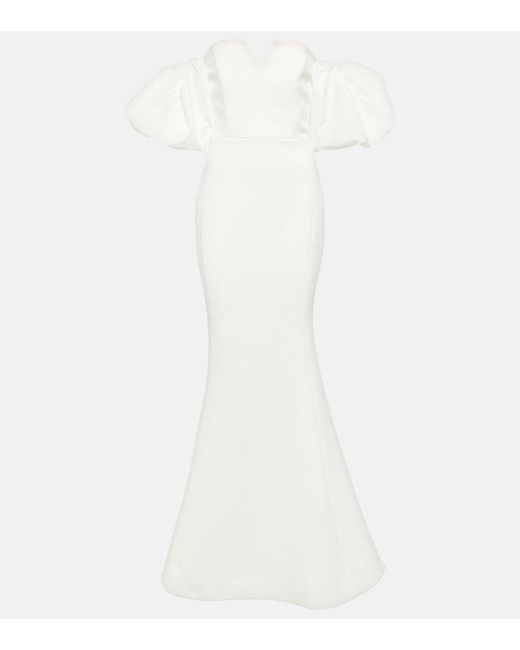 Rebecca Vallance White Bridal Genevieve Off-shoulder Crepe Gown