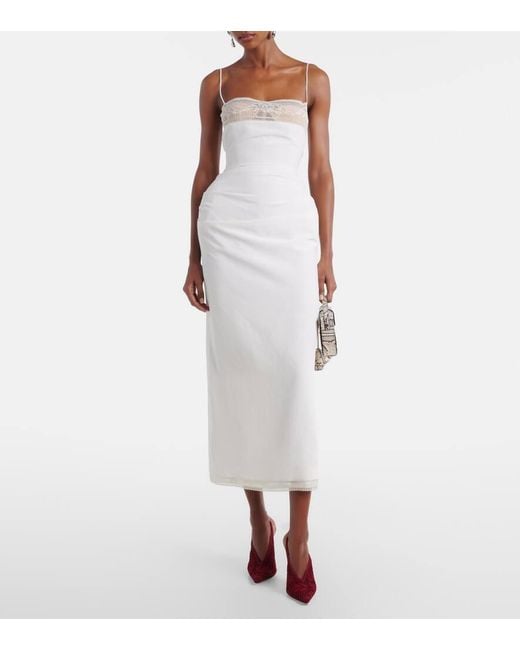 Magda Butrym White Lace-Trimmed Silk Corset Dress