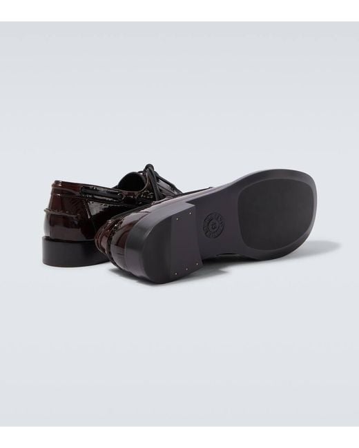 Dries Van Noten Black Patent Leather Boat Shoes for men