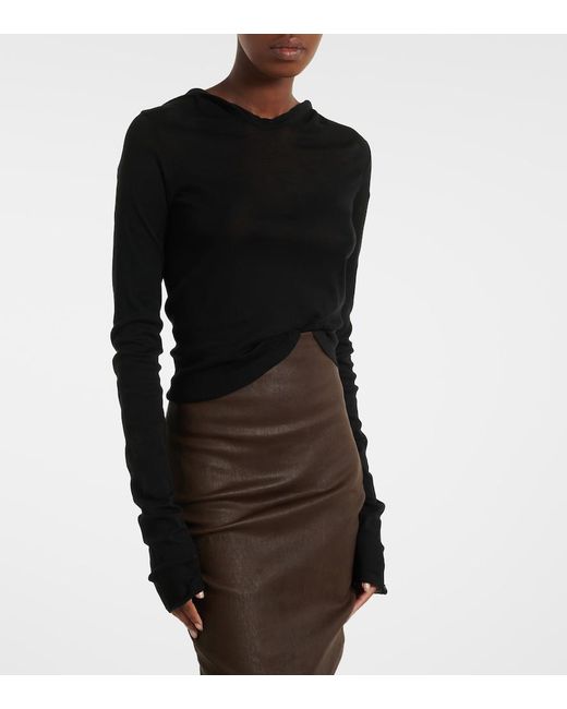 Rick Owens Black Cotton Jersey Top