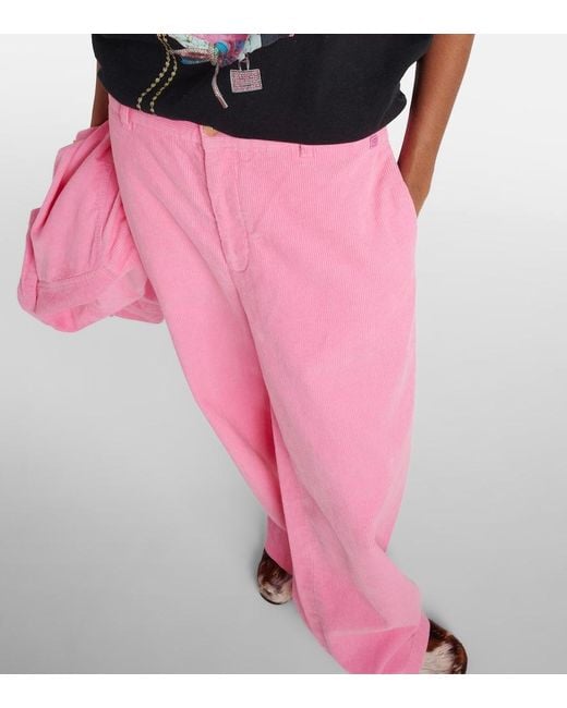 Pantalones anchos de pana con logo Face Acne de color Pink