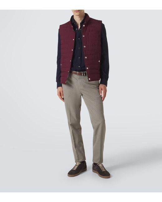 Brunello Cucinelli Gray Cotton Slim Pants for men