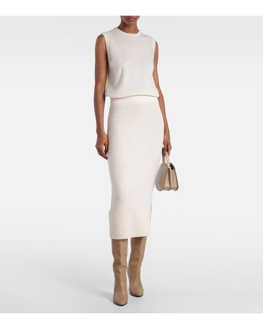 Jardin Des Orangers White Wool And Cashmere Midi Skirt