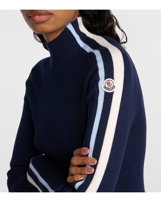 Moncler Blue Wool Stripe-detail Sweater