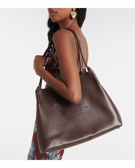 Etro Brown Libra Medium Leather Tote Bag