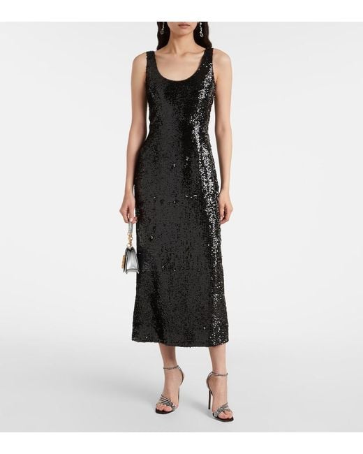 Emilia Wickstead Black Tippini Sequined Midi Dress
