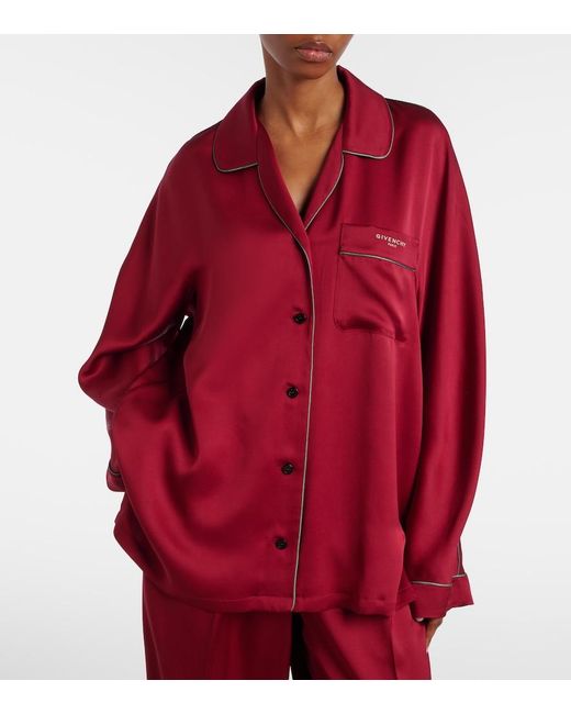 Givenchy Red Silk Satin Shirt