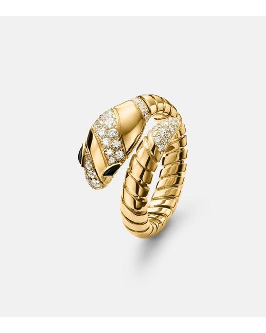 BVLGARI Metallic Serpenti Tubogas 18Kt Ring With Diamonds And Onyx