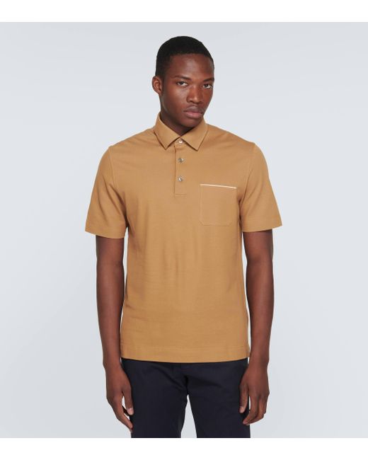 Zegna Natural Cotton Pique Polo Shirt for men