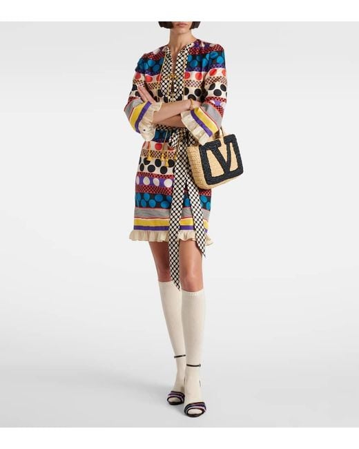 Valentino Multicolor Escape Polka-Dot Silk Minidress