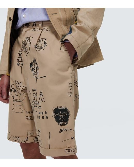 Junya Watanabe Natural X Basquiat Printed Cotton Shorts for men