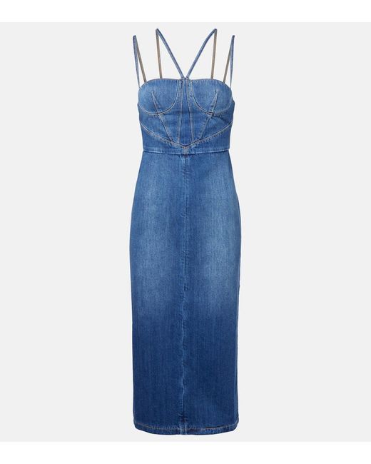 Nensi Dojaka Blue Denim Corset Dress