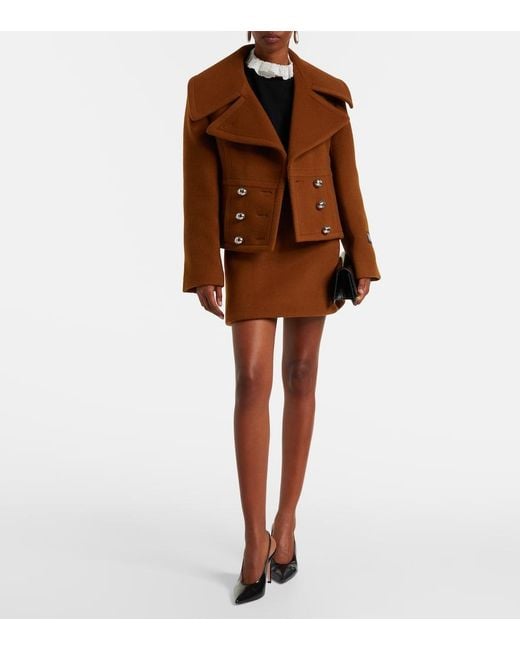 Patou Brown Cropped Wool-Blend Jacket