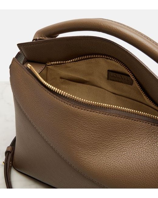 Loewe Brown Puzzle Edge Small Leather Tote Bag