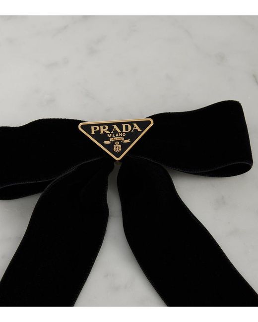 Prada Black Bow-Detail Velvet Hair Clip