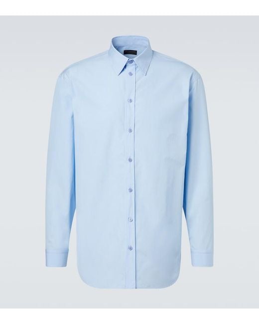 Balenciaga Blue Cotton Poplin Shirt for men