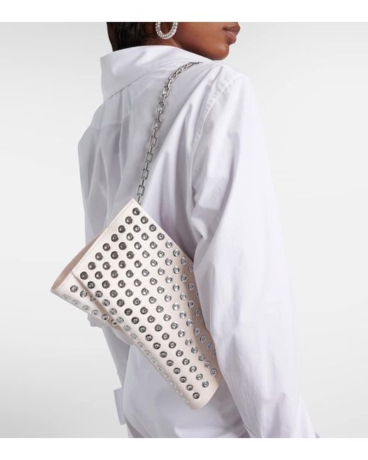 Christian Louboutin Natural Clutch Loubitwist Small Aus Leder Mit Kristallen