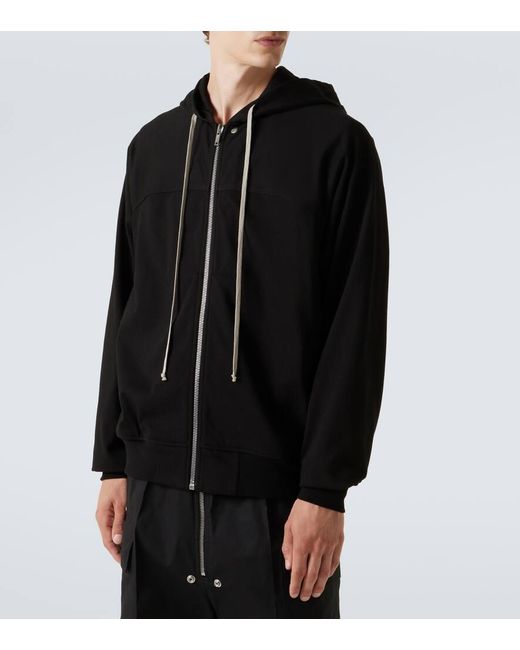 Rick Owens Black Zip-Up Cotton Jersey Hoodie for men