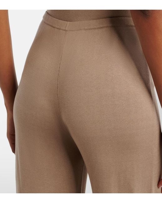 AYA MUSE Natural Esme Silk-Blend Straight Pants