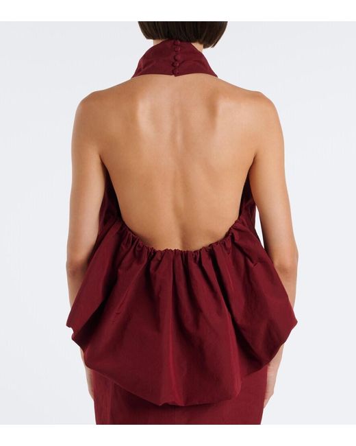 Magda Butrym Red Halterneck Cotton And Silk Top