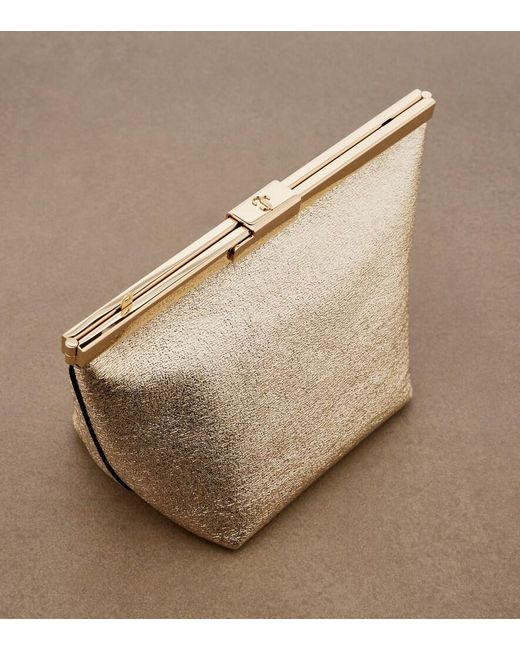 Jimmy Choo White Ganache Metallic Leather Clutch