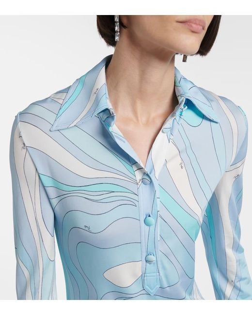 Emilio Pucci Blue Hemdblusenkleid Marmo