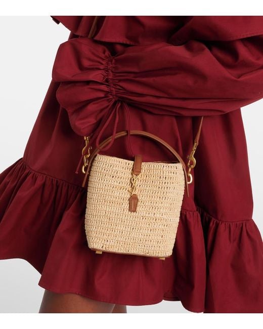 Saint Laurent Natural Le 37 Mini Raffia Bucket Bag
