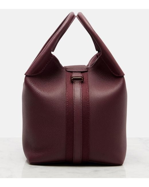 Loro Piana Red Bale Small Leather Bucket Bag